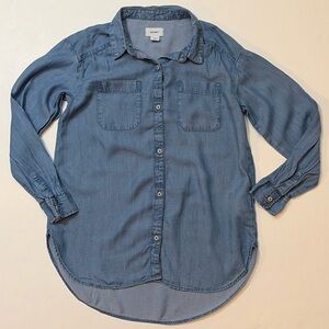 Old Navy Chambray Button-Down Long Sleeve Shirt Girls Large 10/12 Plus